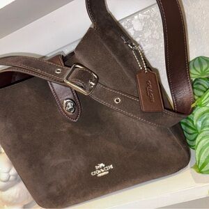 Coach Dark Brown Suede Tote
